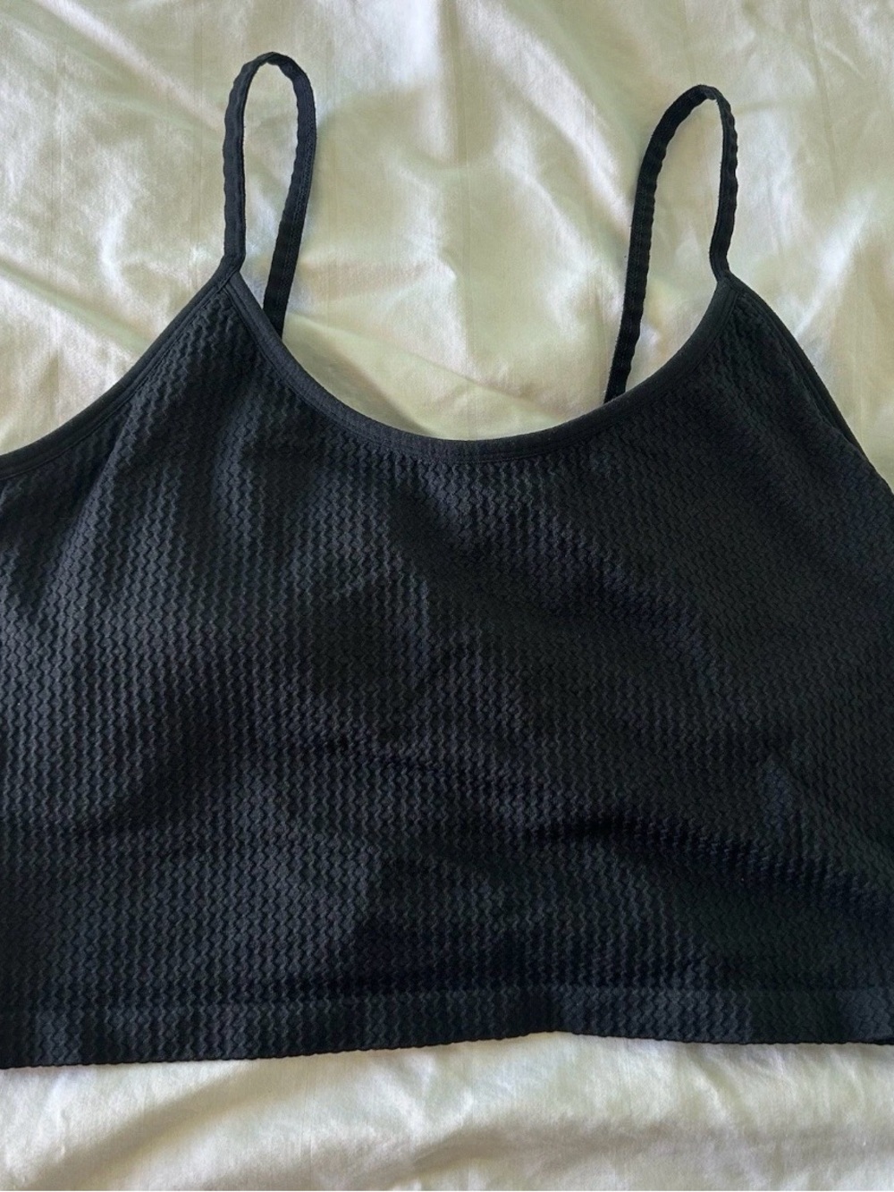 Women's Seamless Textured Cropped Support Tank Top JoyLab Black Large